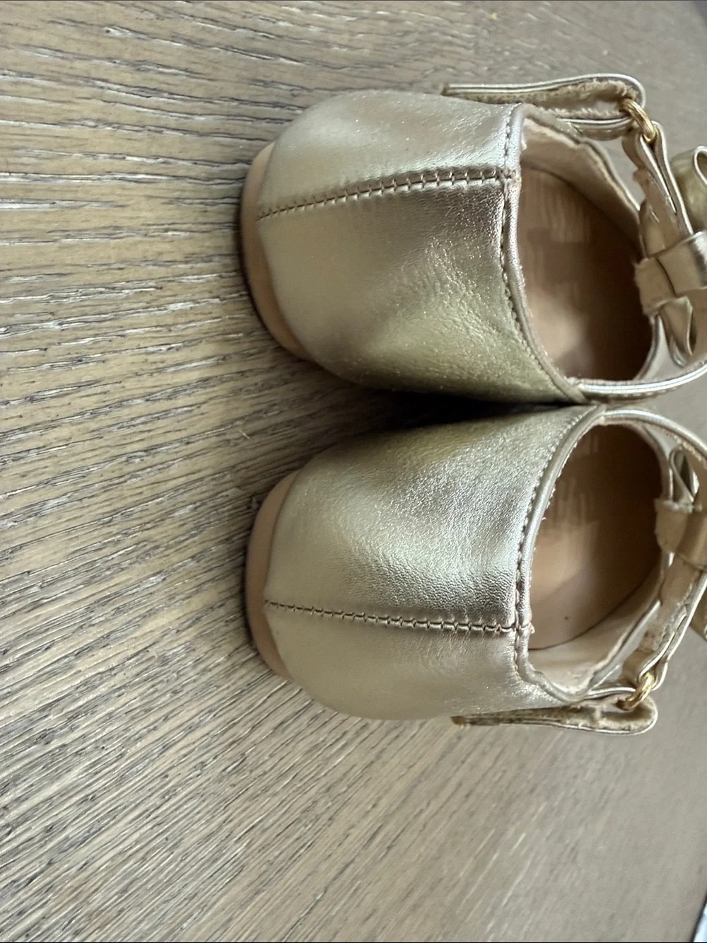 Cat & Jack Girls Metallic Gold Bow Mary Janes